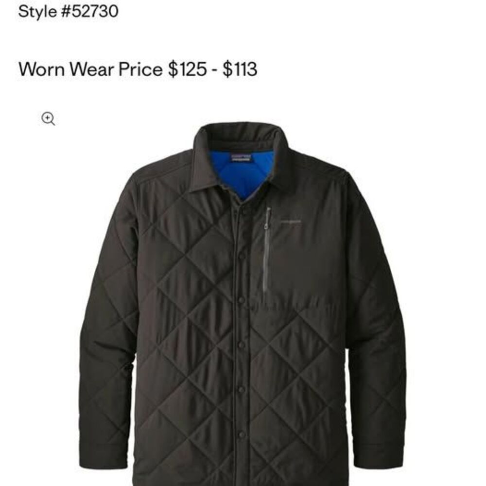Patagonia Mens Tough Puff Shirt Jacket Black Quilted Snap Front SZ L Lightweight